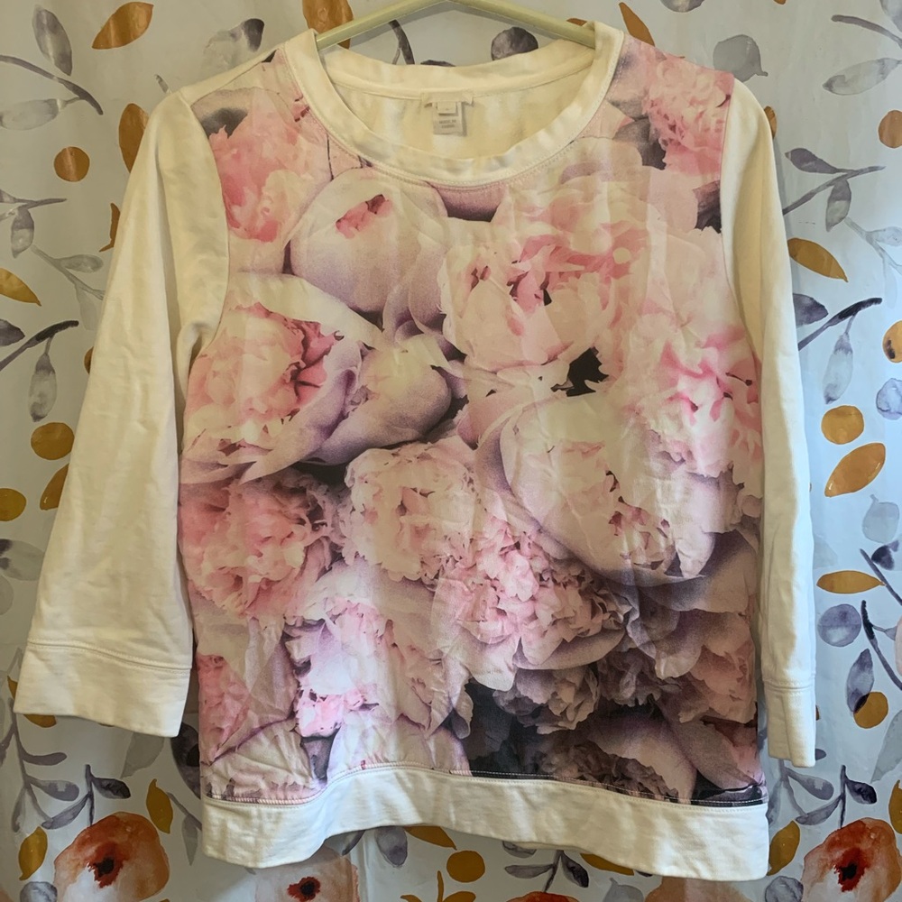 🔥5/$25 J. Crew Floral Peony Print Sweatshirt Sz S
